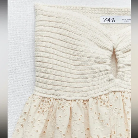 ZARA COMBINATION EMBROIDERED KNIT DRESS - Picture 8 of 12